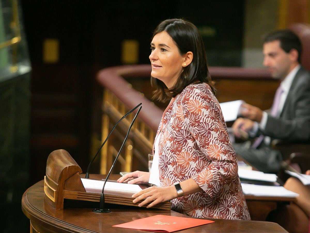 La Ministra de Sanitat, Carmen Montón, durant la seua intervenció d'aquest dijous al Congrés.