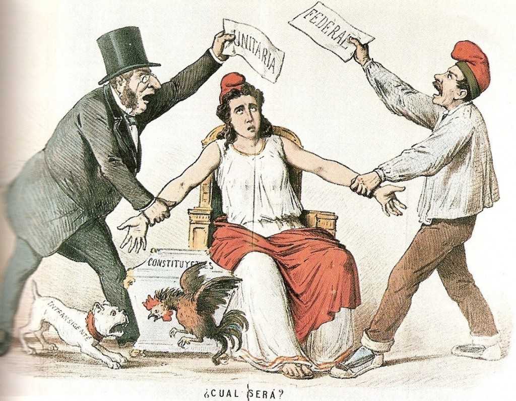 República federal o unitària. Vet ací la primera qüestió a resoldre de la República proclamada en 1873.