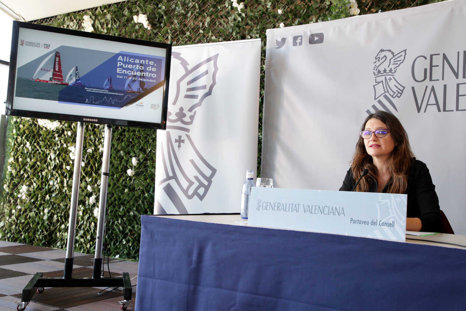 Mónica Oltra ha comparegut al port d'Alacant per a donar compte dels assumptes tractats al ple del Consell.