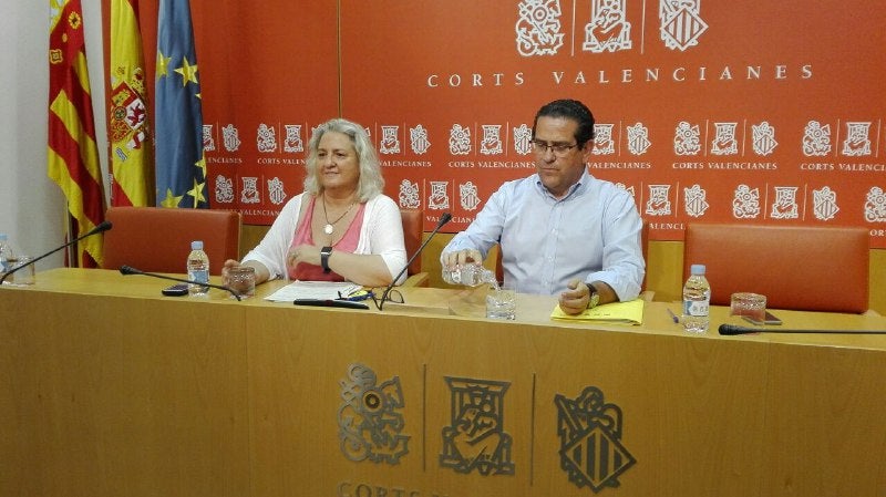 Maria José San-Segundo i Jorge Bellver aquest matí a les Corts.