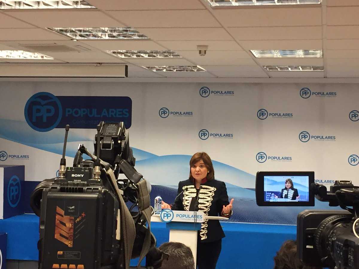 La presidenta del PPCV, Isabel Bonig, durant la roda de premsa d'aquest dijous.