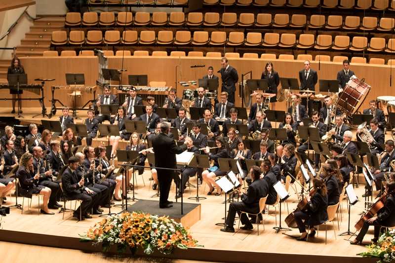 La Unió Musical de Godelleta durant la seua actuació en el Certamen de la Diputació de València en 2017.