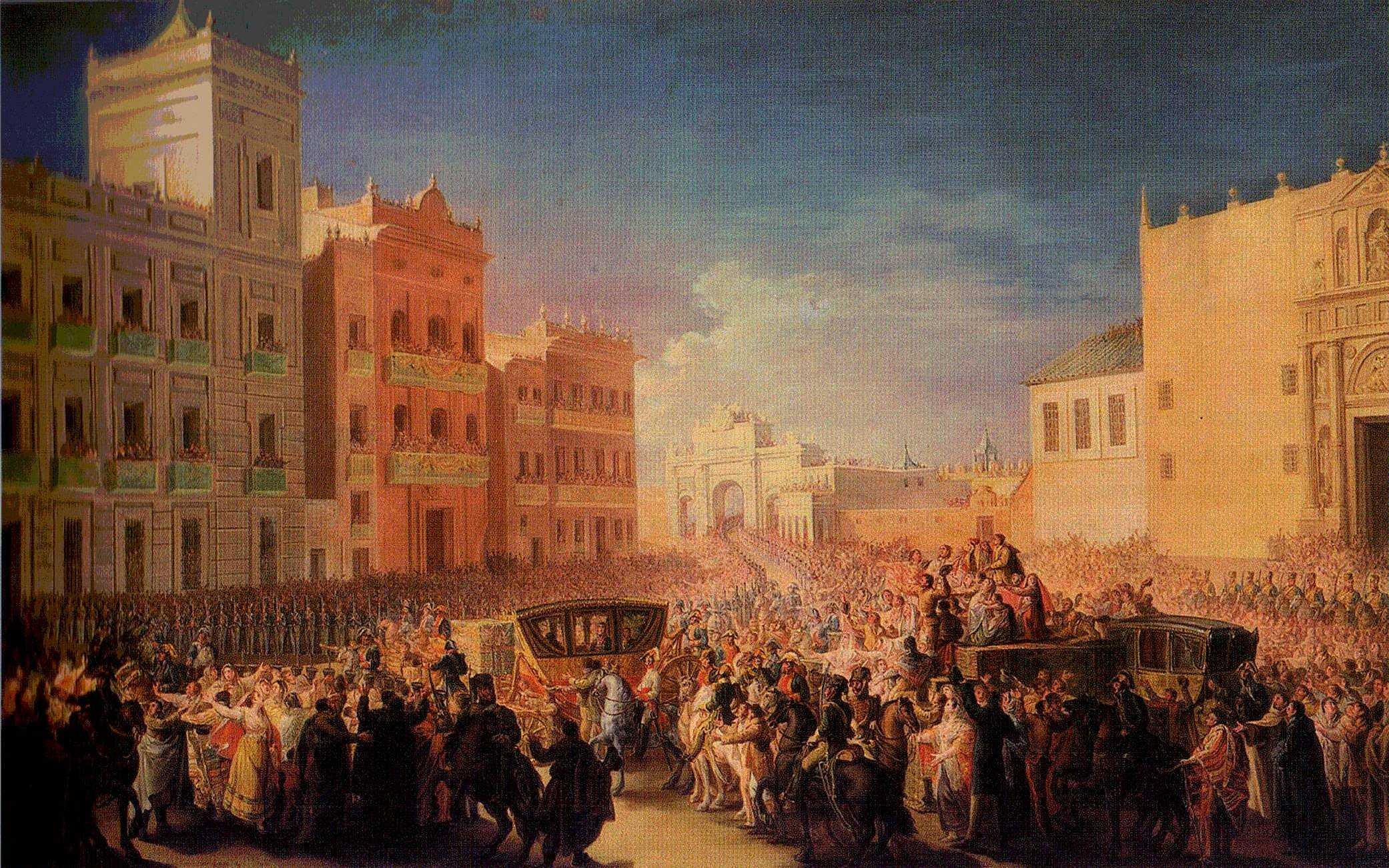 Ferran VII 'el Desitjat' entrà a València, pel carrer de Sagunt, el 16 d'abril de 1814. El 4 de maig, a València estant, derogava la Constitució. Contra l'absolutisme, s'aixecaren en armes els liberals.