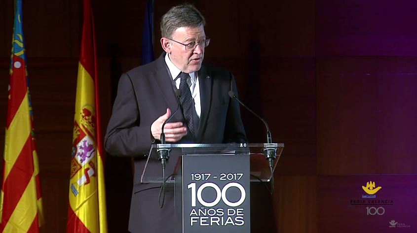 El president de la Generalitat Valenciana, Ximo Puig, en la celebració del centenari de Fira València.