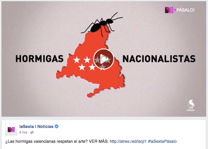 Publicació a Facebook de La Sexta Noticias, que ha estat esborrada.