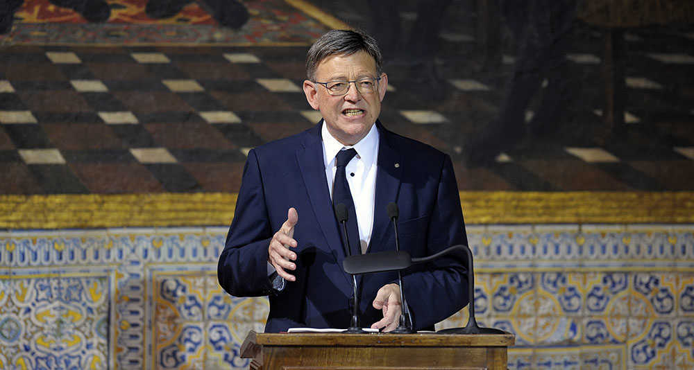 El president de la Generalitat, Ximo Puig, en l'acte institucional del 9 d'Octubre de 2017.
