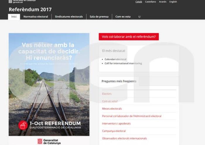 La web del referèndum, abans de ser clausurada