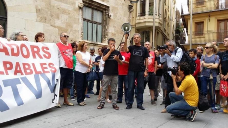 Una protesta del comité d'empresa d'RTVV