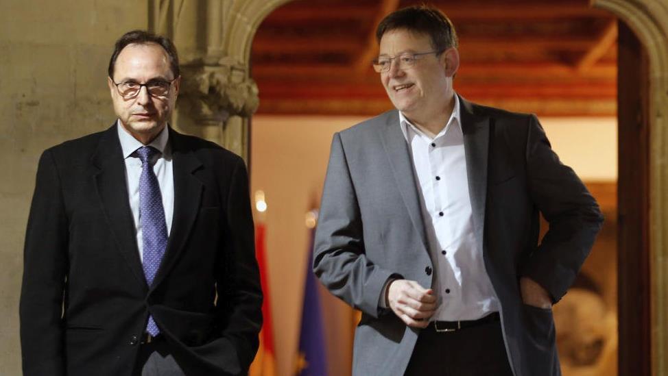 El conseller d'Hisenda, Vicent Soler, i el president de la Generalitat, Ximo Puig