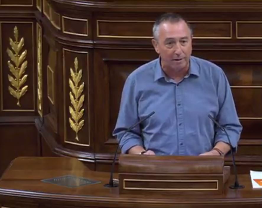 El portaveu de Compromís, Joan Baldoví, durant la seua intervenció al Congrés en el ple monogràfic del cas Gürtel.
