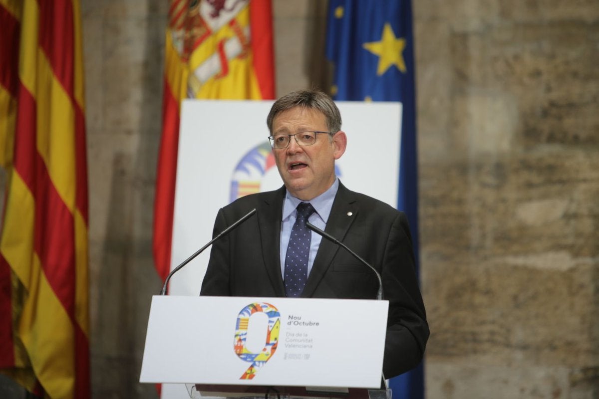 Ximo Puig, durant la presentació de la campanya per al 9'Octubre