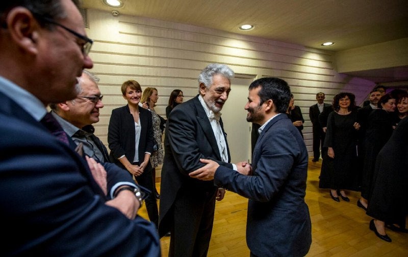 El conseller de Cultura Vicent Marzà, amb el mestre operístic, Plácido Domingo.