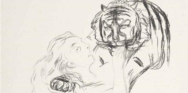Edvard Munch, 'Omega i el tigre' (detall), 1908. Litografia
