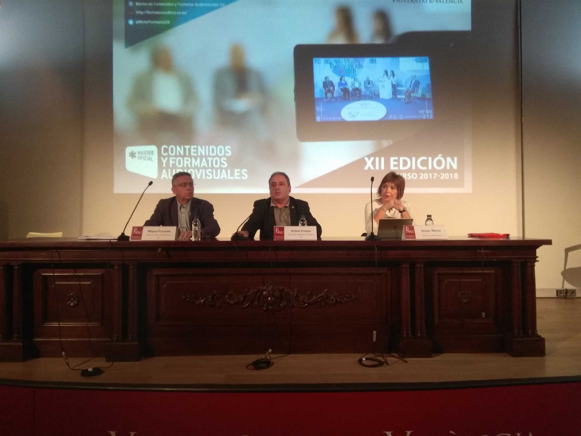 La directora general d'Àpunt, Empar Marco, durant la inauguració del 'Màster en Continguts i Formats Audiovisuals'