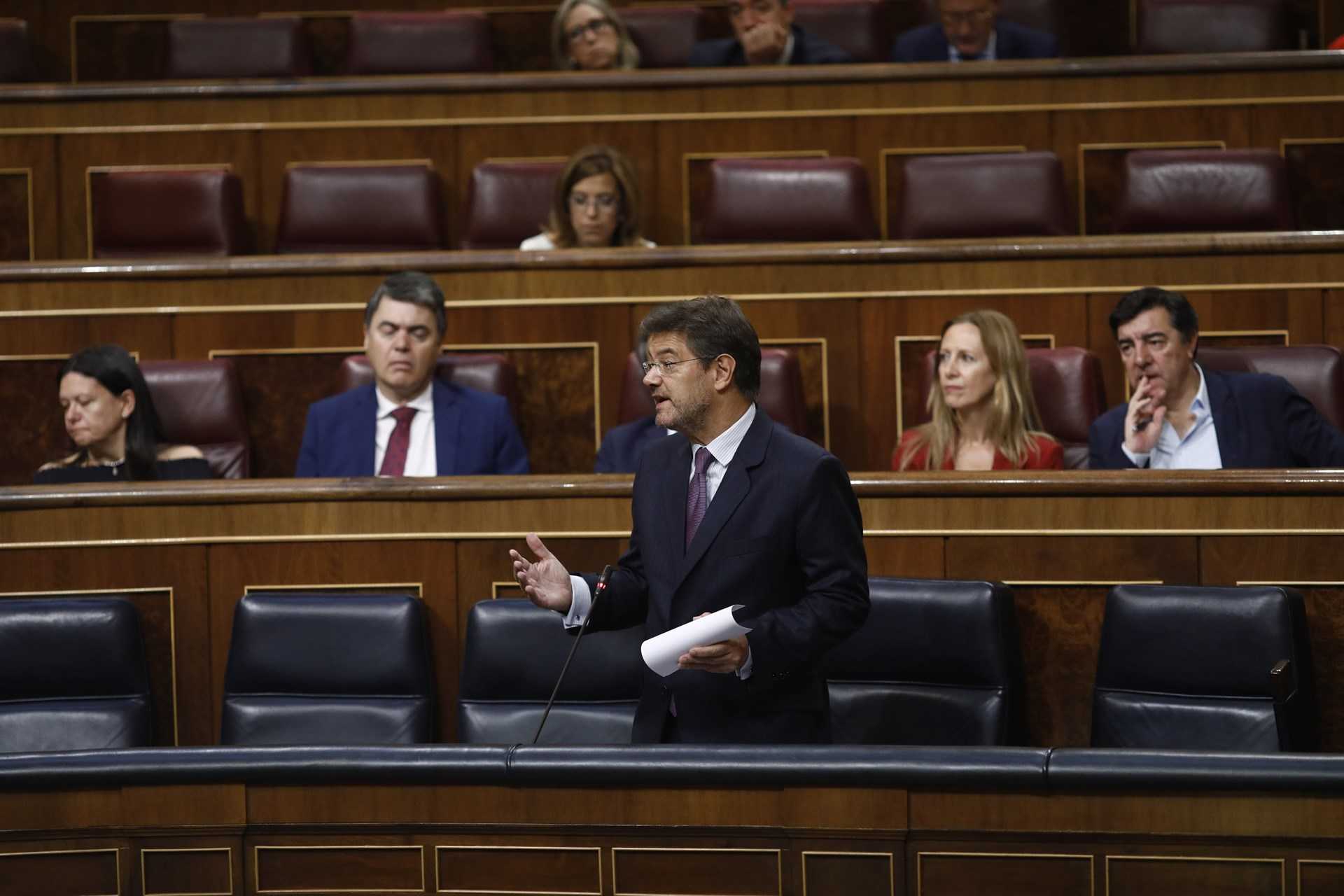 El ministre de Justícia, Rafael Catalá, durant la seua intervenció en el ple del Congrés.