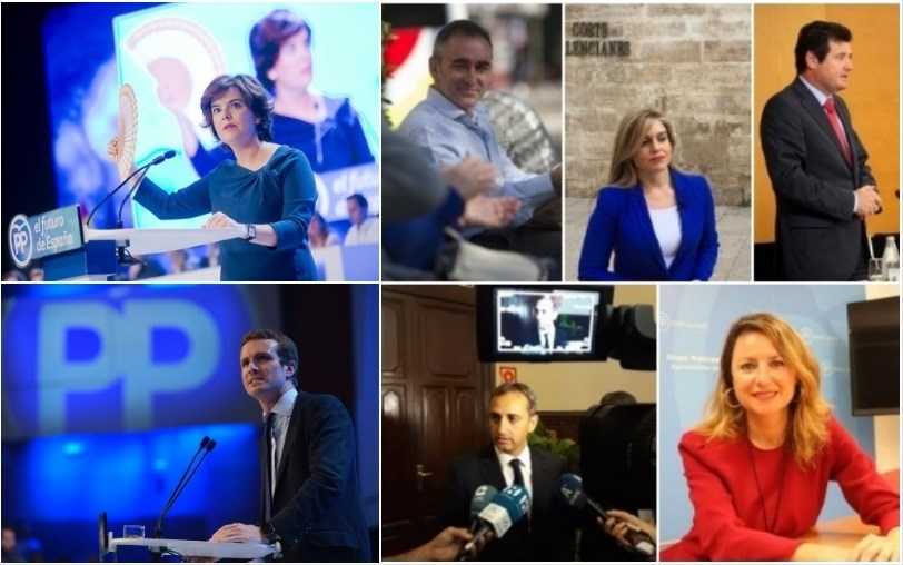 Sáenz de Santamaría inclou el president PP a Castelló, Miguel Barrachina; el d'Alacant, José Císcar i la secretària general del PPCV, Eva Ortiz; mentre que Pablo Casado compta amb la portaveu del PP a l'Ajuntament de Castelló, Begoña Carrasco, i el pres