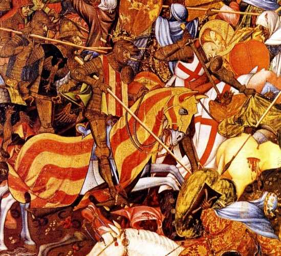 aume I a la batalla del Puig. Retaule de Sant Jordi, pintat per Marçal de Sax. Londres, Victoria & Albert Museum.