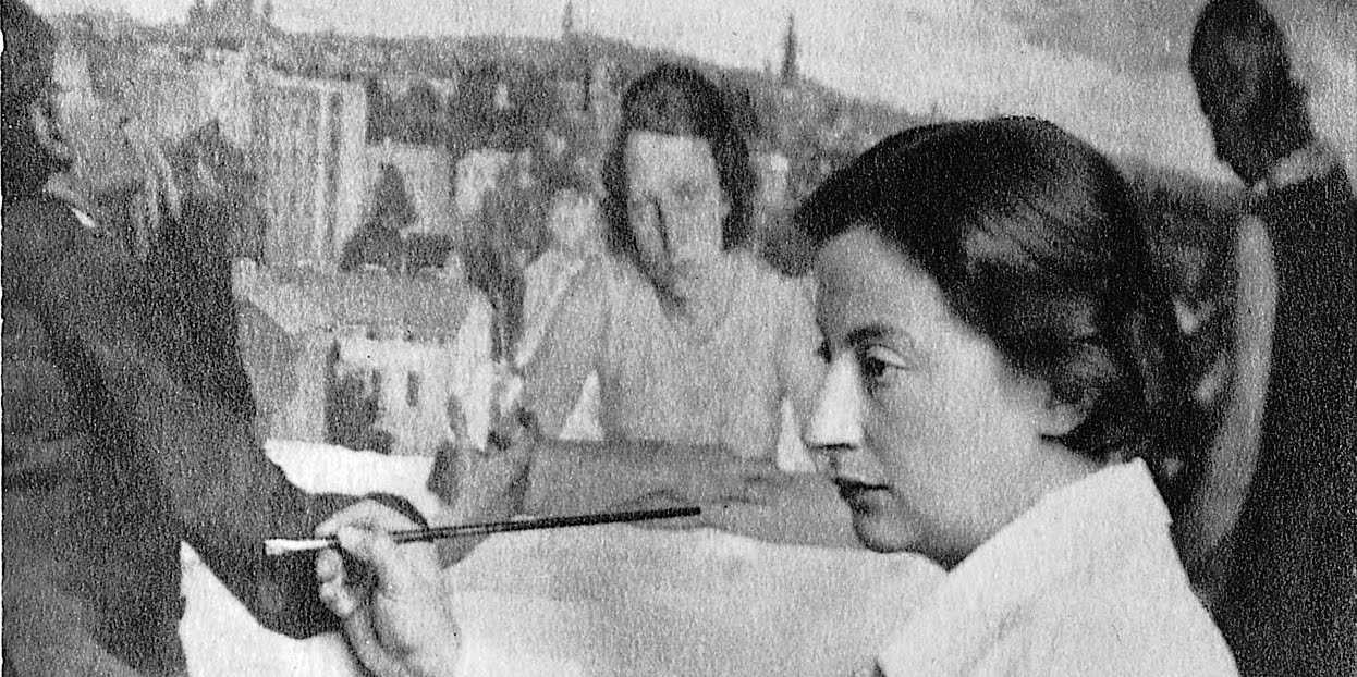 Lotte Laserstein pintant 'Capvespre a Potsdam', 1930 (detall)