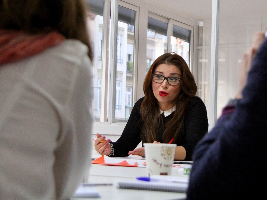 La portaveu del Ciutadans a les Corts durant una trobada amb periodistes a la seu del partit a València.