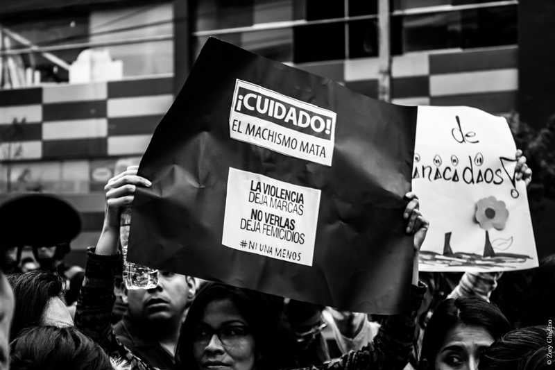 Manifestació convocada per la plataforma NI UNA MENOS a Lima aquest agost