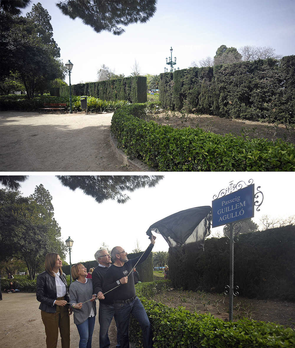 La placa del passeig Guillem Agulló va ser pintada de roig i arrancada dissabte a la nit.