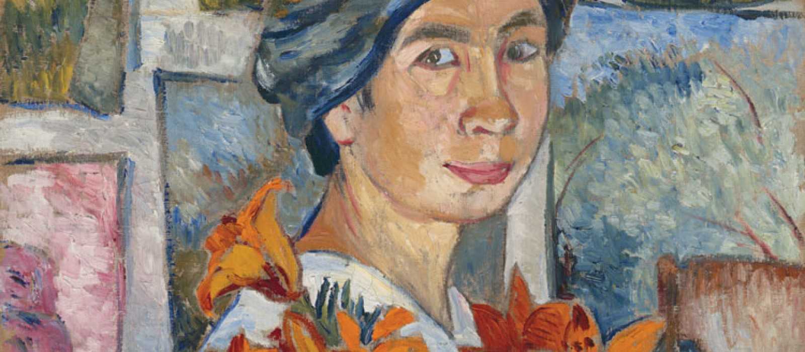 Natàlia Gontxarova, 'Autoretrat' (detall), 1907. Oli sobre llenç, Galeria Estatal Tretiakov, Moscou.