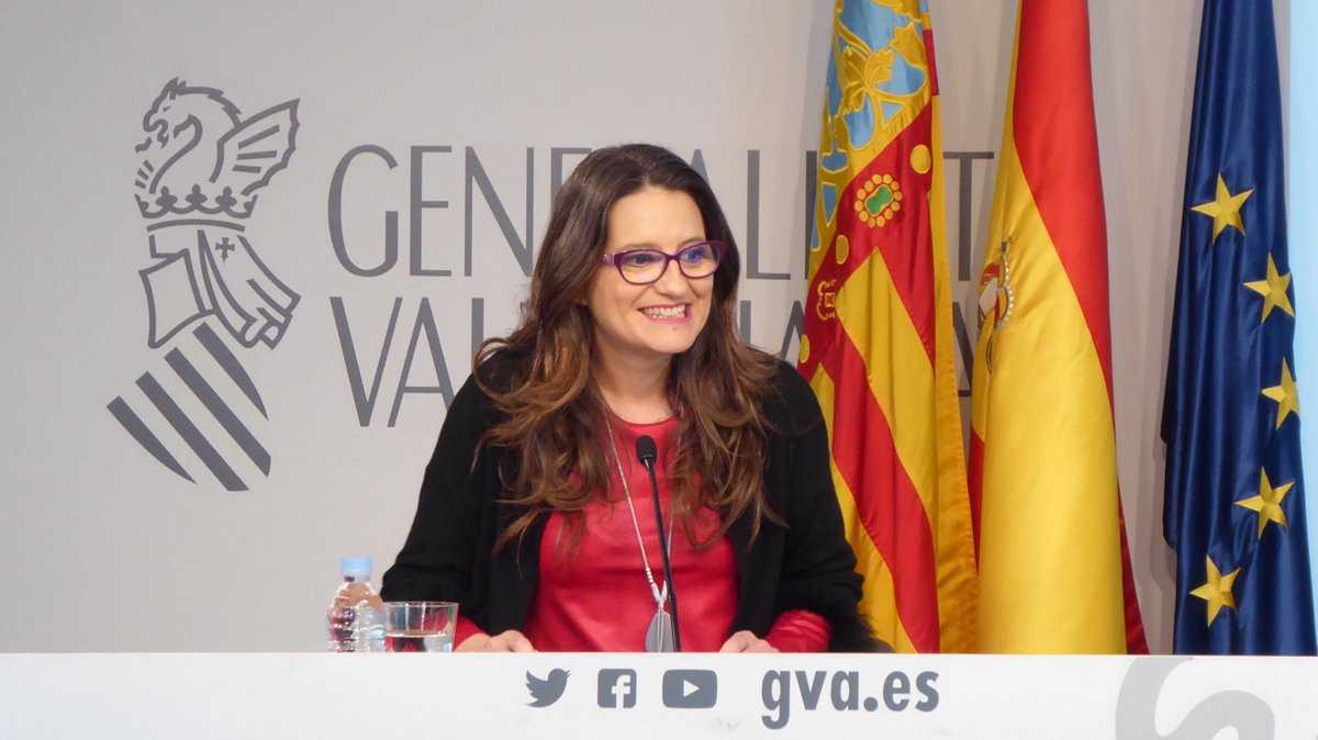 Mónica Oltra compareix a la roda de premsa posterior al ple del Consell.