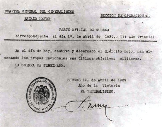 Comunicat del final de la Guerra Civil espanyola