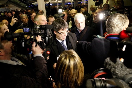 Carles Puigdemont, a l'aeroport de Copenhaguen abans d'assistir a un debat sobre Catalunya