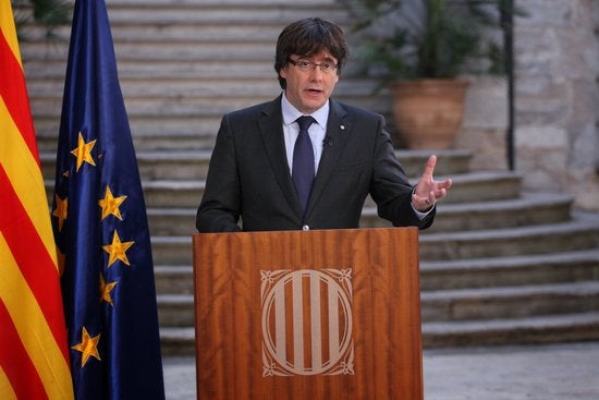 El destituït president de la Geralitat de Catalunya, en un moment de la seua declaració.