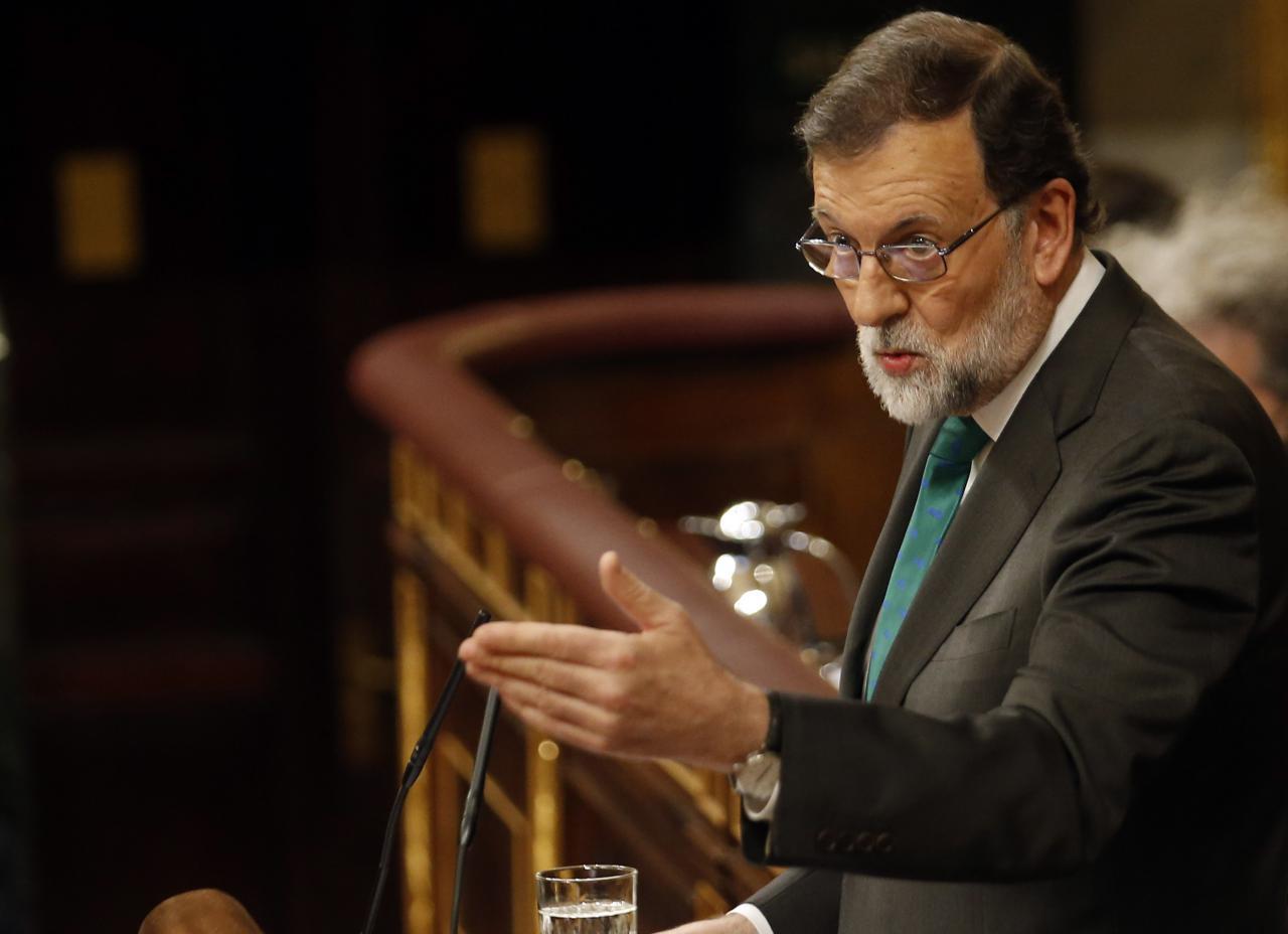 Mariano Rajoy, al Congrés dels Diputats, durant la rèplica al discurs de Pedro Sánchez.