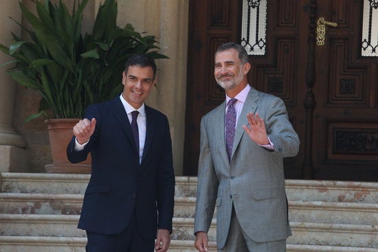 Pedro Sánchez s'ha reunit aquest dilluns amb Felip VI a Palma.