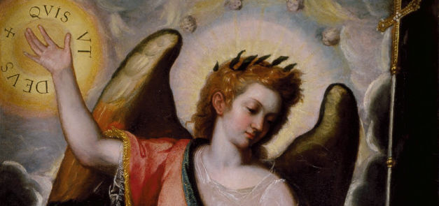 'Sant Miquel Arcàngel' (detall), de Joan Sarinyena, abans atribuït a Margarida Macip, 'Retaule de les Ànimes', 1602