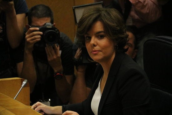 La vicepresidenta del govern espanyol, Soraya Sáenz de Santamaría, en la seua compareixença al Senat.