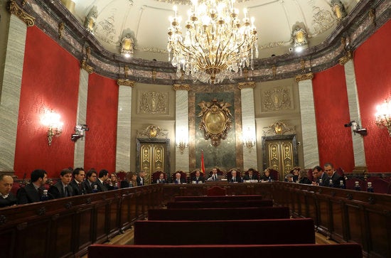 Imatge general de la sala de plens del Tribunal Suprem on es fa la vista de previ pronunciament, sense els acusats, el 18 de desembre de 2018.