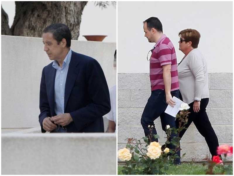 Eduardo Zaplana, en l'entrada dimarts al seu xalet de Benidorm, i Milagrosa Martínez, entrant aquest dijous a la presó.