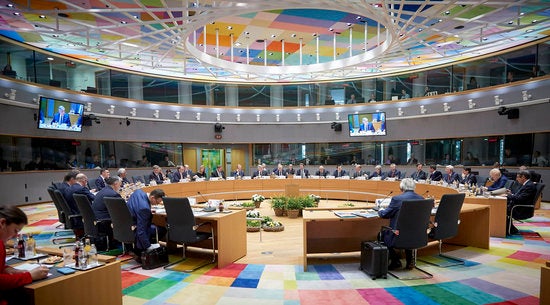 Pla general dels líders europeus en la reunió a Brussel·les aquest dijous. / UNIÓ EUROPEA