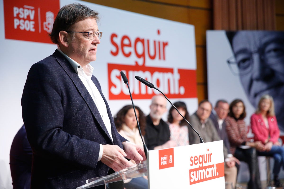 En la convenció programàtica 'Continuar Sumant Futur', el líder del PSPV-PSOE ha assenyalat el canvi climàtic com un dels grans reptes del futur. / PSPV-PSOE