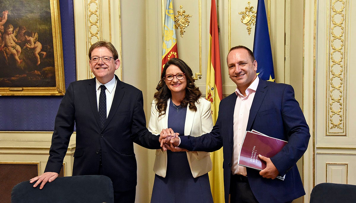 Els tres partits han acordat fer una avaluació prèvia del treball del primer Botànic per a poder tancar el programa del futur Consell a partir del 26 de maig. / DANIEL GARÍA-SALA