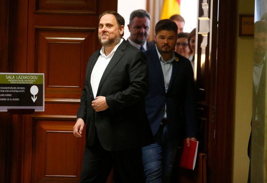 Oriol Junqueras, eixint de la sala del Congrés on va recollir les credencials de diputat dilluns passat. / JAVIER BARBANCHO