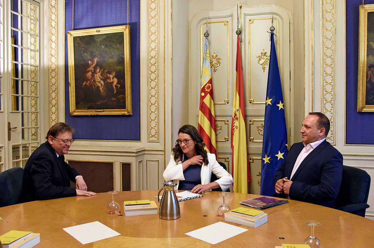 Dimarts passat es va celebrar la primera reunió entre els tres líders dels partits cridats a renovar un govern de progrés per al País Valencià. / DANIEL GARCÍA-SALA