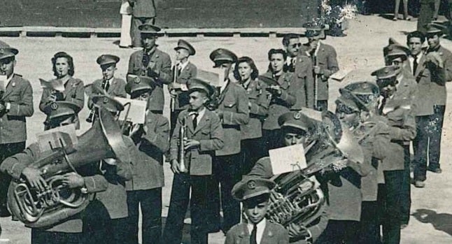 Banda de música de la Pobla Llarga durant el Certament de València de 1944 / Foto @XimoVteVidal
