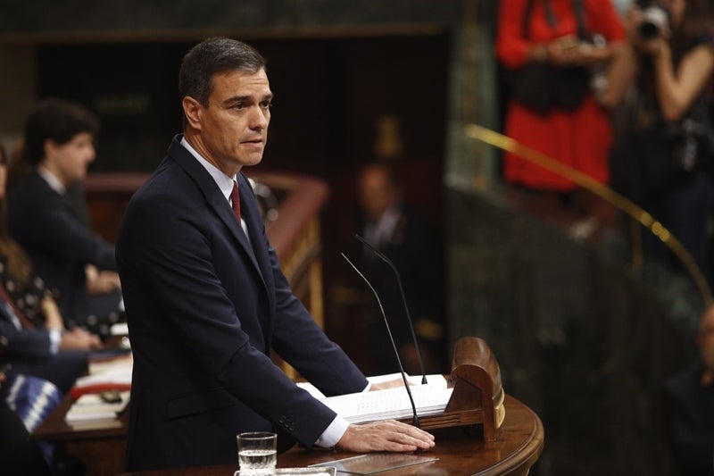 El candidat socialista Pedro Sánchez, en un moment de la segona jornada del debat d'investidura. / EDUARDO PARRA / EUROPA PRESS