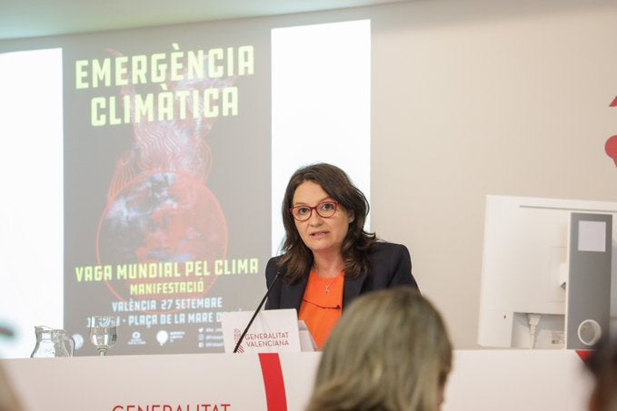 El Consell ha començat la roda de premsa donant suport a la vaga climàtica. / GVA