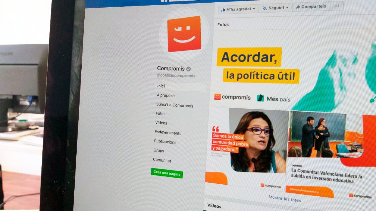 Les paraules van acompanyades de dues mans i dels logotips de Compromís i de Més País. També en Twitter hi ha una imatge similar, si bé en eixe cas la fotografia mostra dues persones abraçant-se. / DLV