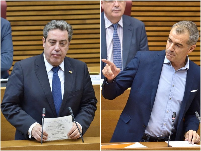 Ambdues formacions insisteixen a titllar els independentistes com a 'colpistes'. / INMA CABALLER. CORTS VALENCIANES