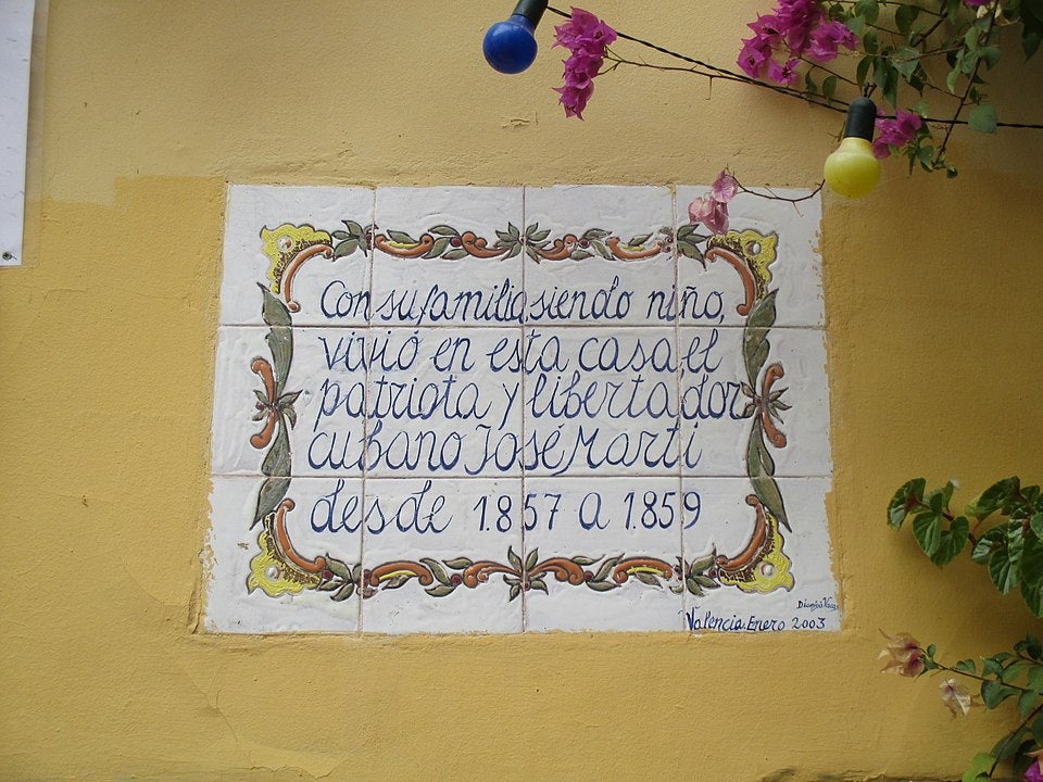 Malgrat que José Martí era cubà, tenia les seues arrels en una família valencianoparlant de Campanar. / Mig76jp