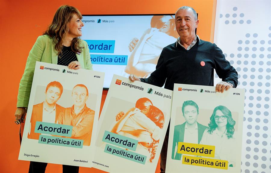 Més Compromís arriba al 10N amb l'objectiu electoral de 'ser clau en el govern de l'Estat'. És a dir, que el seu grup siga decisiu per a 'obligar el PSOE a fer un govern d'esquerres; una cosa que sembla òbvia però que no ho és tant'. / EFE, MANUEL BRUQUE