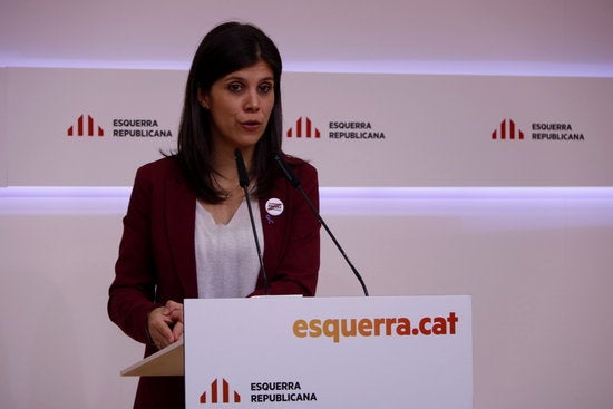 ERC planteja una primera trobada amb el PSOE i impulsar després de la investidura la taula de negociació. En la imatge, la portaveu d'ERC, Marta Vilalta, en la roda de premsa d'aquest dilluns. / GUILLEM ROSET, ACN 