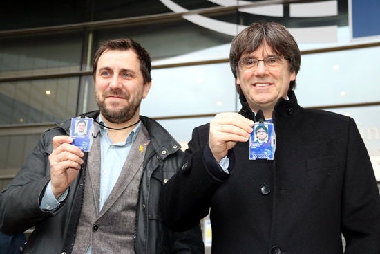 Toni Comín i Carles Puigdemont van recollir divendres passat la seua acreditació com a eurodiputats. / NAZARET ROMERO, ACN